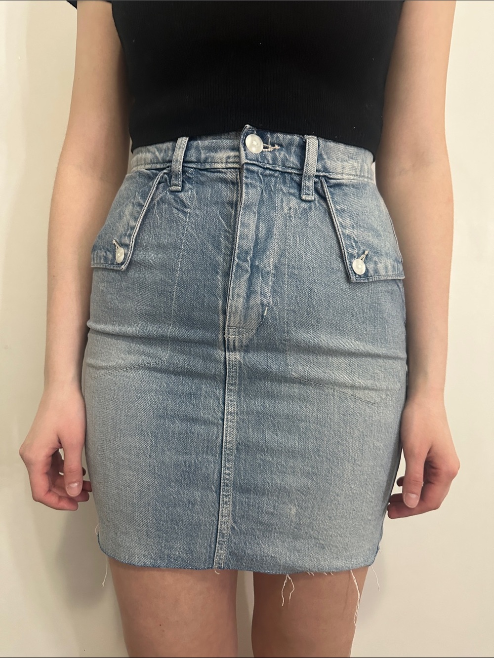 GAP Light Blue Denim Mini Skirt with Front Flap Pockets